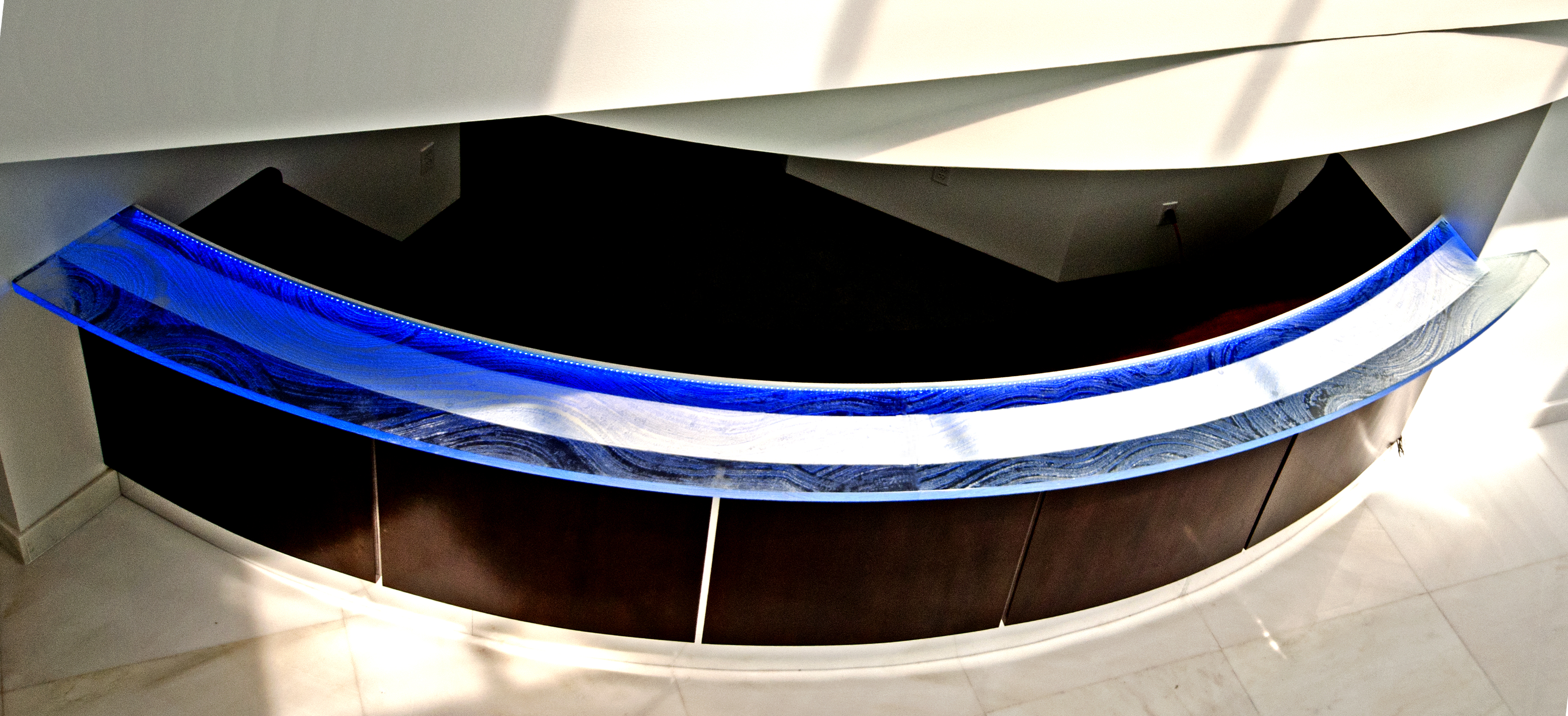 Reception Desk Glass countertop with LED