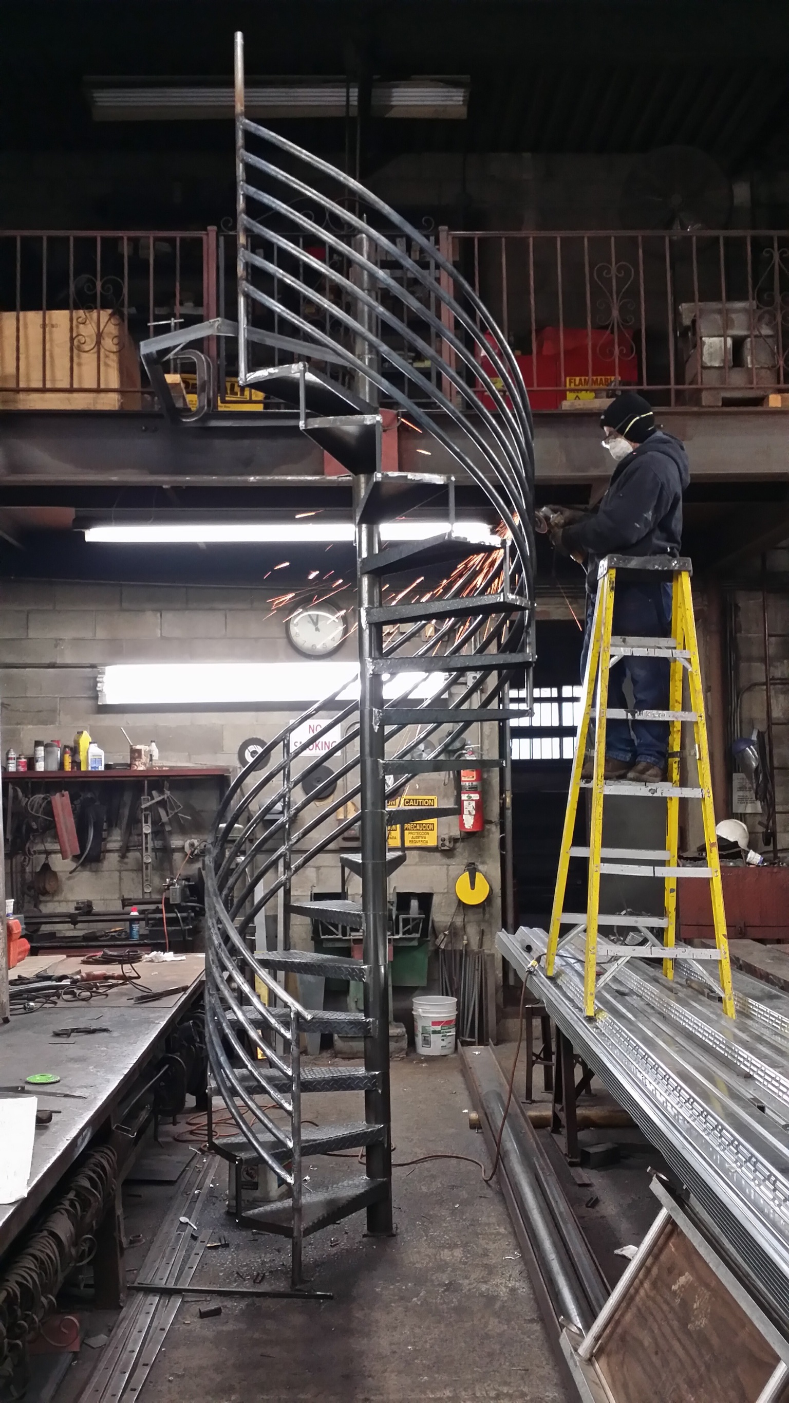 Spiral Staircase Being Built In Shop