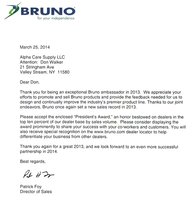 Director of Sales, Bruno Lifts