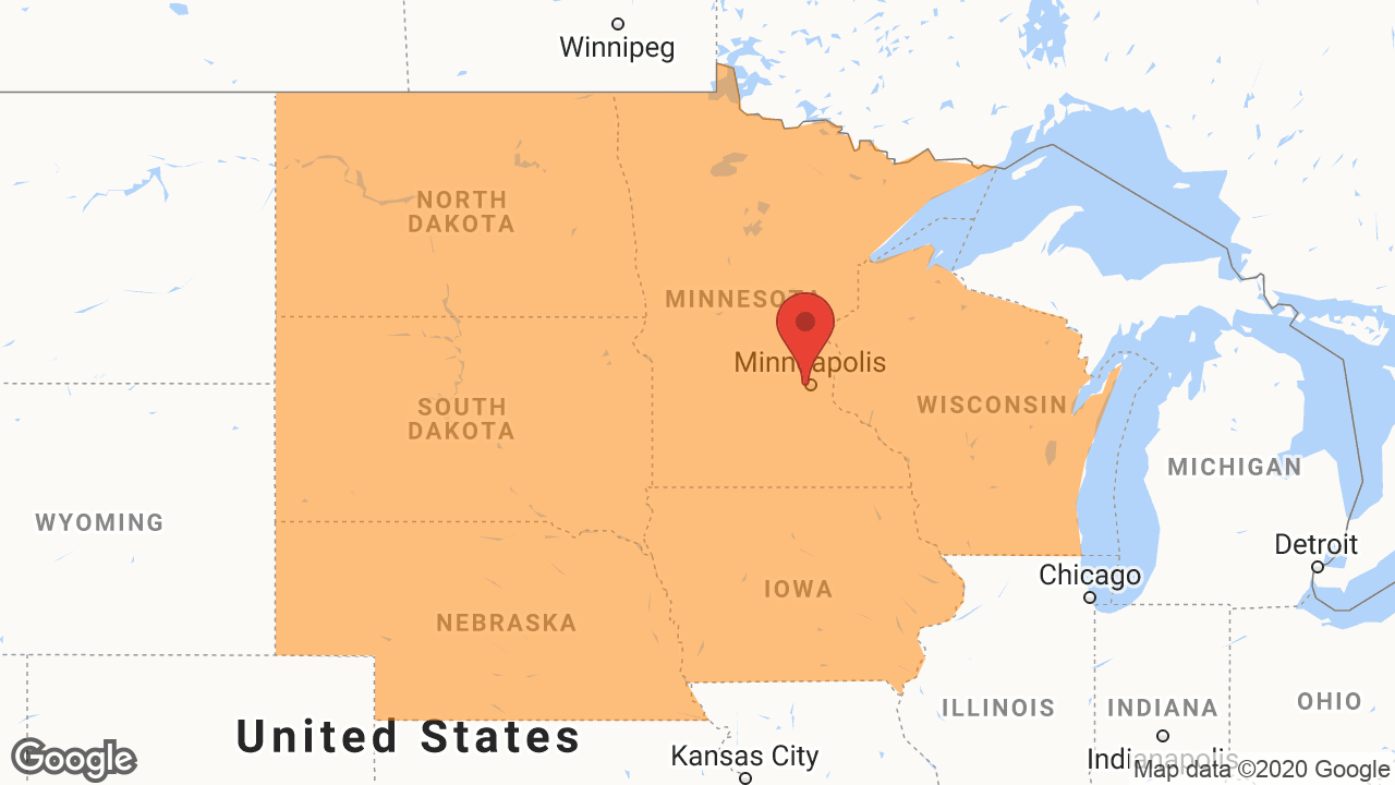 Service Area and Locations Map for Garage Floor Coating of Minnesota