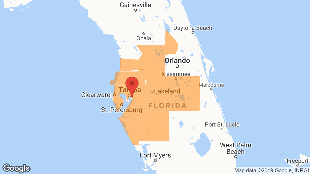 Service Area and Locations Map for Florida State Concrete Cutting & Core Drilling