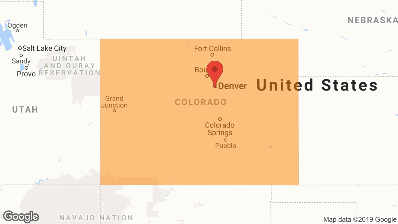 Service Area and Locations Map for All Colorado Radon Mitigation, Inc.