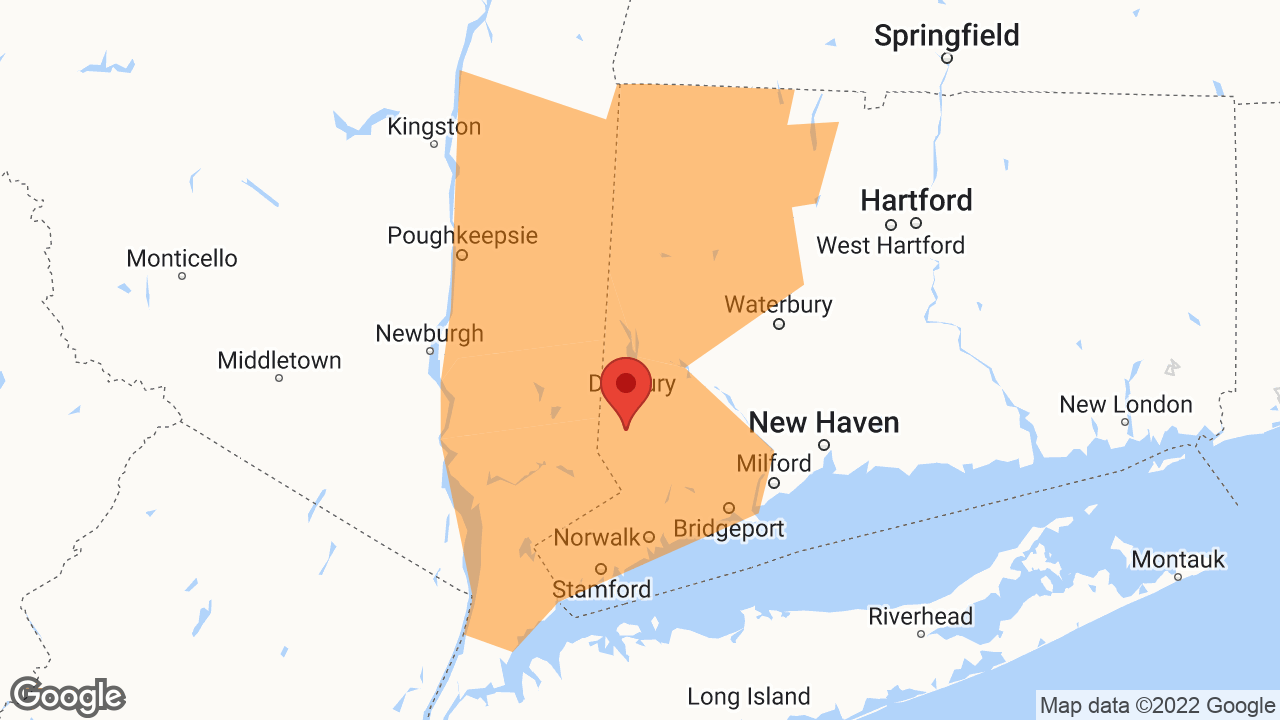 Service Area and Locations Map for CertaPro Painters of Danbury/Ridgefield CT