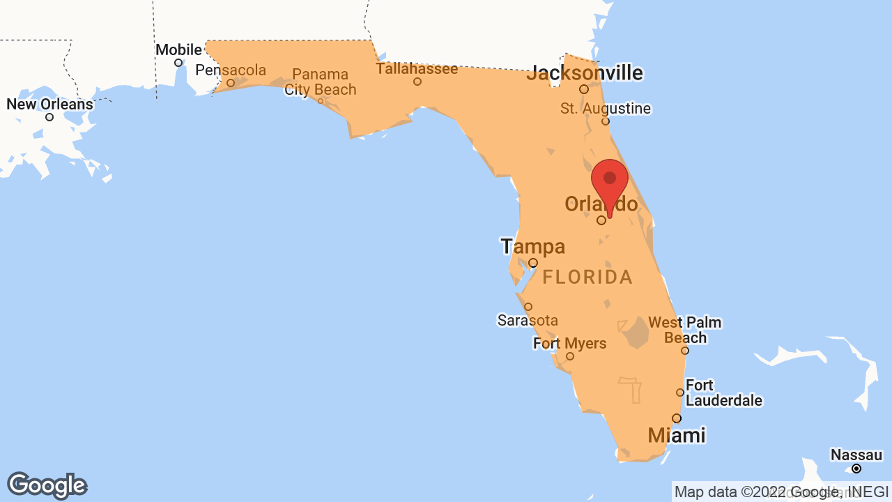 Service Area and Locations Map for Abrasive Restoration of Orlando, Inc.