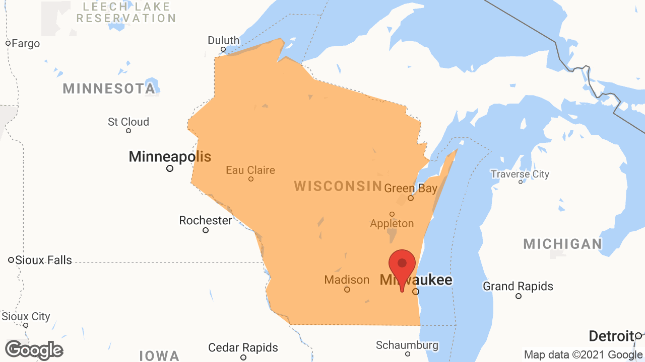 Service Area and Locations Map for MKE Iron Erectors, Inc.