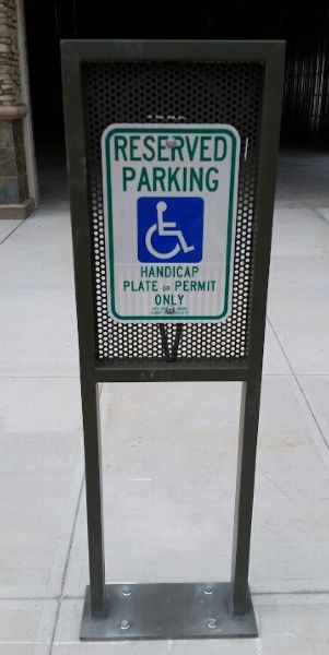 Handicap sign and custom built post