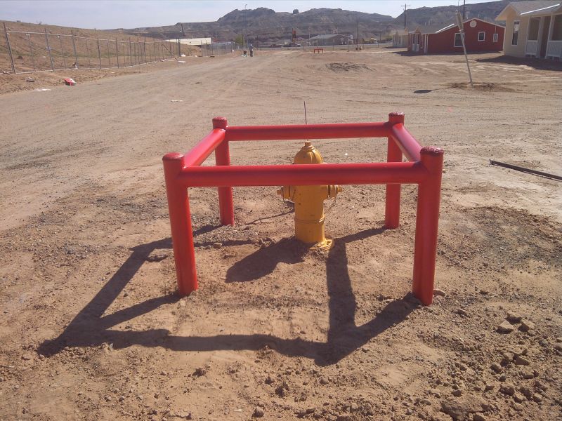 Specialty construction for hydrant bollards.