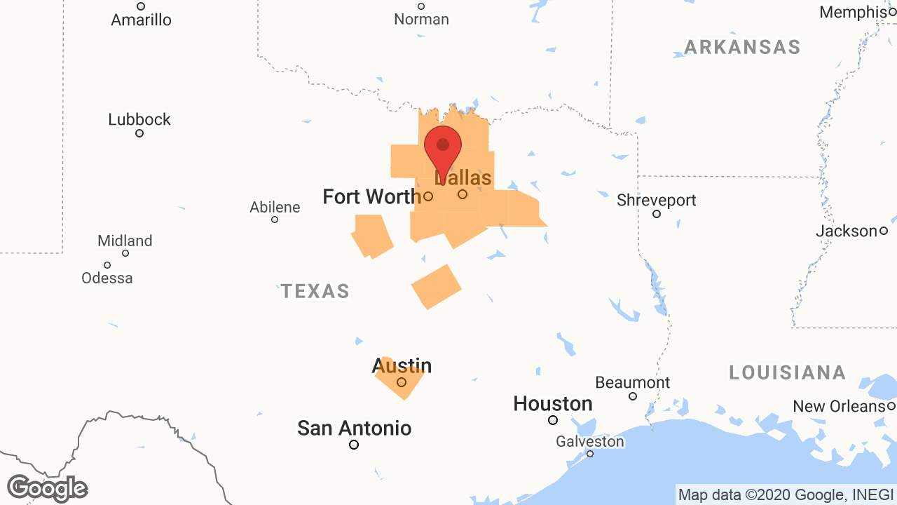 Service Area and Locations Map for Barton Chapa Surveying