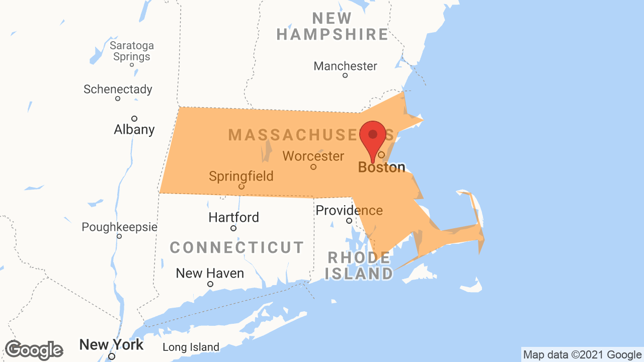 Service Area and Locations Map for Roof Service of New England